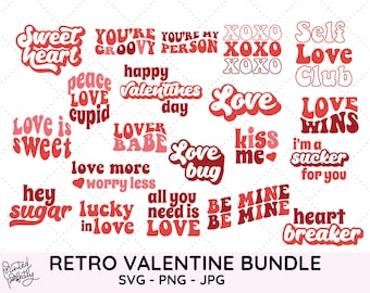 Retro Valentine SVG Bundle, Valentine SVG for Cricut and Silhouette