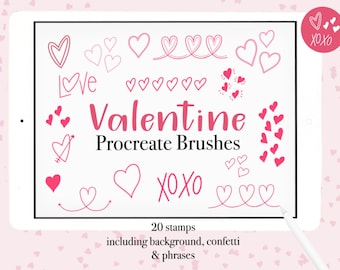 Valentine Stamp Brushes for Procreate Heart Stamps Bundle