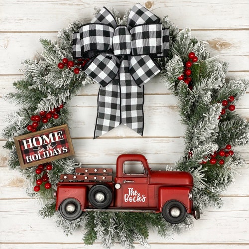 Christmas Wreath Front Door Wreath Flocked Wreath Winter Etsy