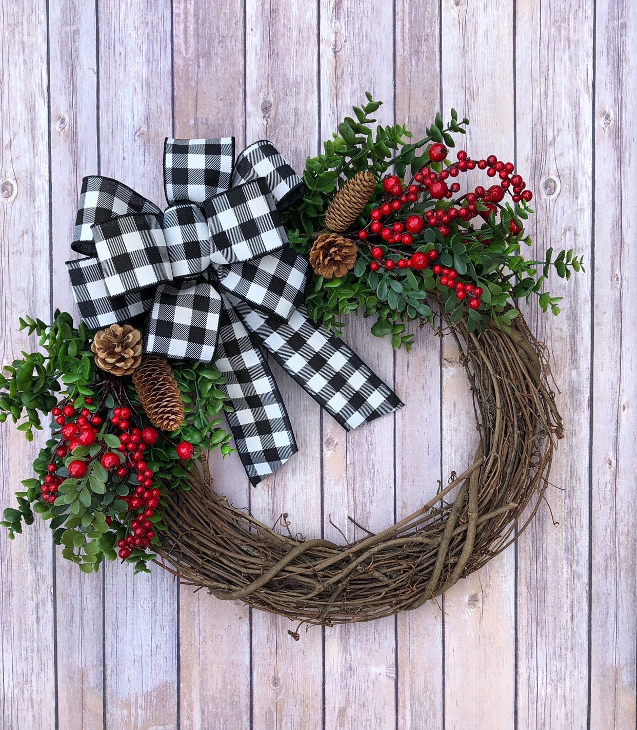 Holiday Wreath Christmas Wreath Winter Wreath Buffalo | Etsy