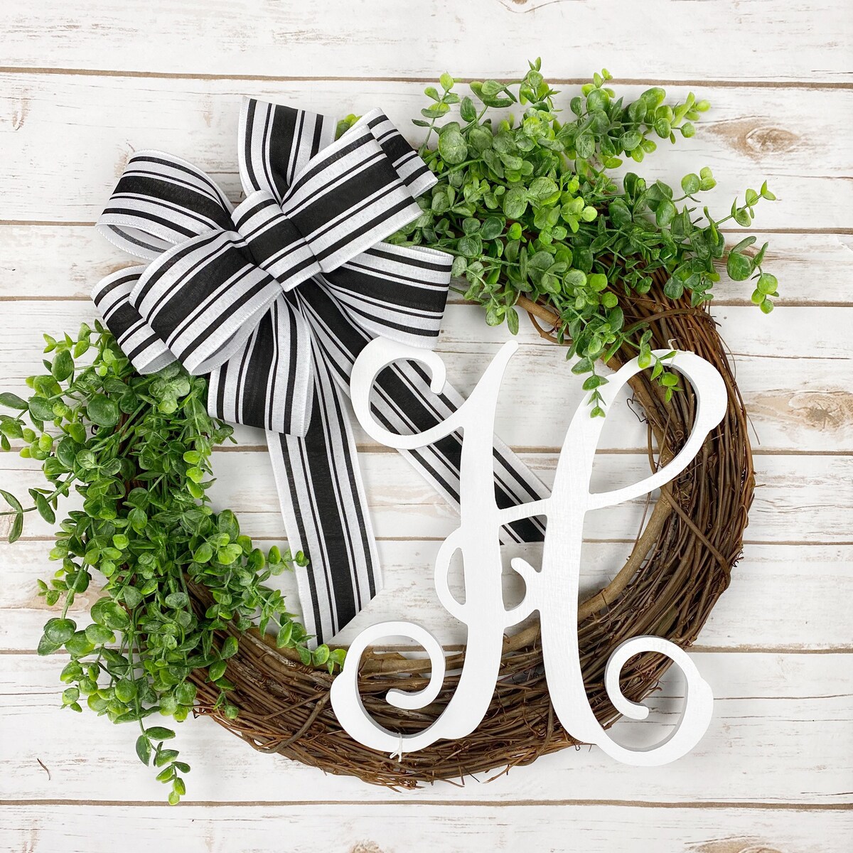 Front Door Wreath Year Round Front Door Decor Eucalyptus Wreath Personalized Monogram Initial Outdoor Boxwood Wreath Farmhouse - Etsy