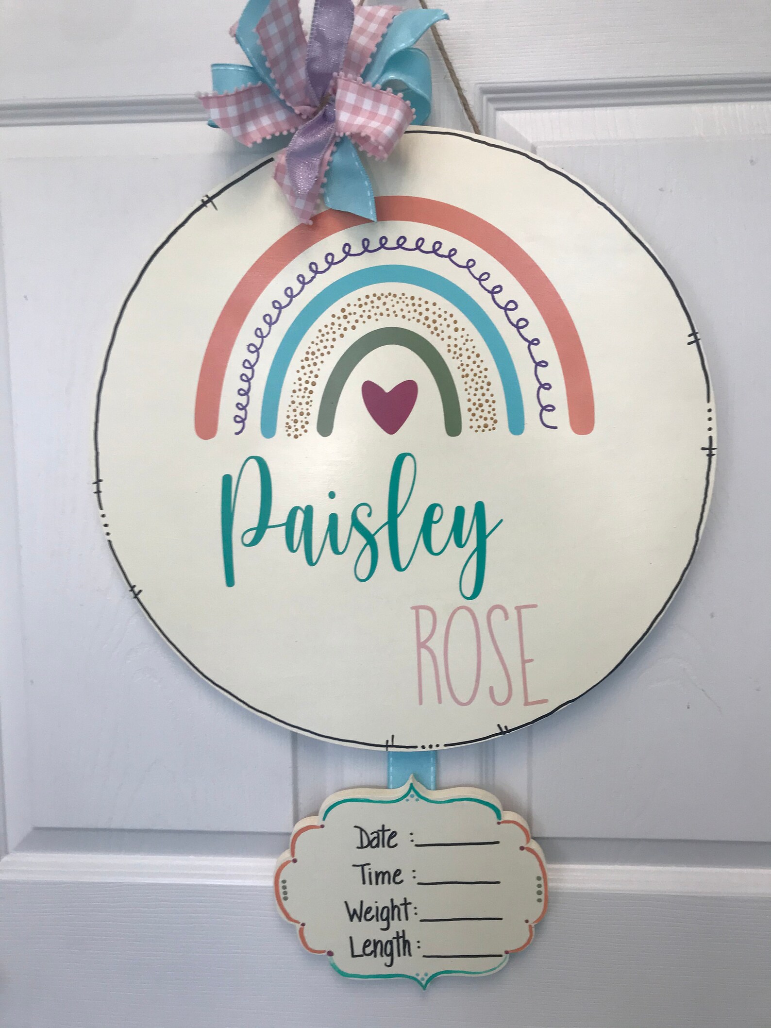 Rainbow Birth Announcement Hospital Door Hanger With Stat - Etsy