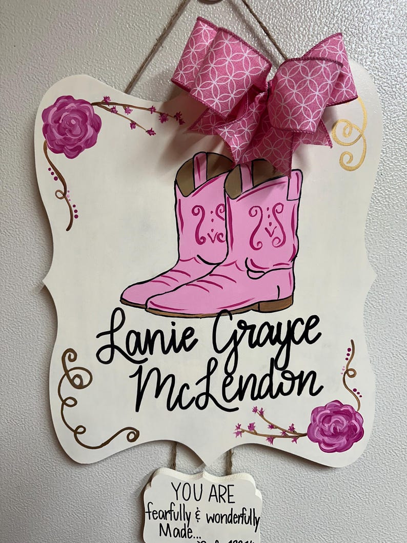 Cowgirl/cowboy Hospital Birth Announcement Door Hanger - Etsy