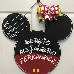 Mickey Mouse Nursery Hospital Birth Announcement door hanger