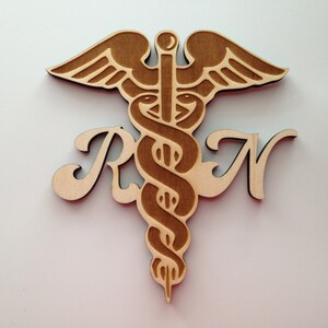 Wood Caduceus, Staff of Hermes, Rod of Hermes, Laser Cut & Engraved Wood, Decorative Woodcraft, RN, Registered Nurse Symbol, Medical Symbol