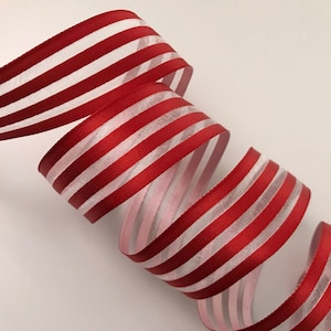 Red Stripes Ribbon, 1 1/2&quot; Wide, Wired Ribbon for Wreaths, Bows, Gift Baskets, Garlands, Home Decor, Christmas Ribbon, 5 YARDS