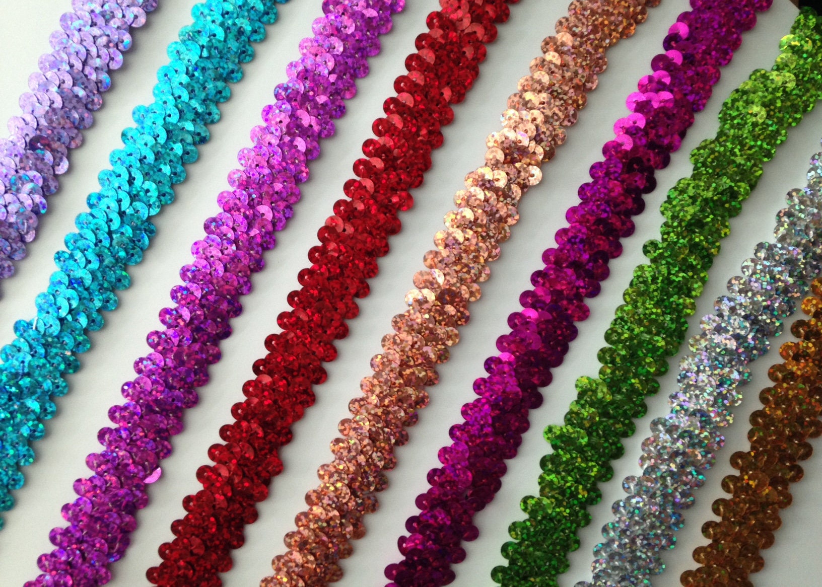 Stretch Sequin Trim, 1 Inch Wide Blue Sequin Trim 