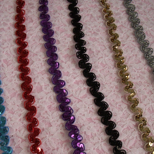 Stretch Sequin Trim, 1/2" Wide, Trim for Costumes, Cosplay, Headbands, Hats, Garters, Doll Clothes and Accessories, 3 YARDS