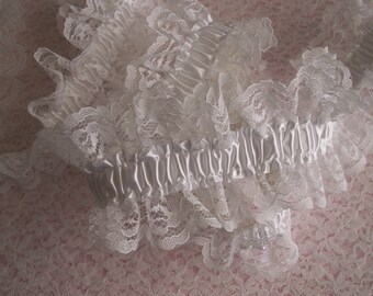 White Elastic Ruffled Lace with White Ribbon Lace for Garters Burlesque Bridal Accessories Lingerie Prom Costumes Apparel