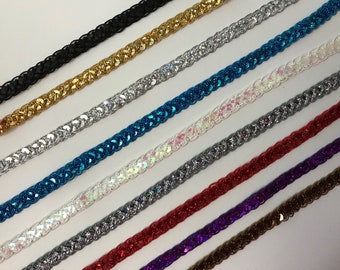 Sequin Cord Braid Trim, Sparkle Trim, Costumes, Cosplay, Mardi Gras, Burlesque, Dancewear, Hats, Christmas Crafts, Decorative Trim, 3 YARDS