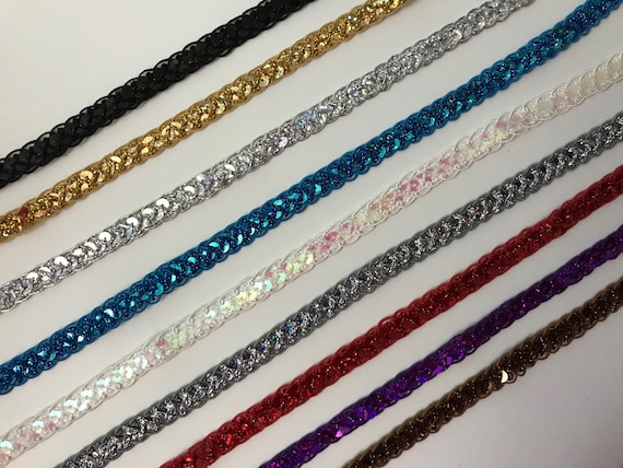 Sequin Cord Braid Trim, Sparkle Trim, Costumes, Cosplay, Mardi Gras, Burlesque, Dancewear, Hats, Christmas Crafts, Decorative Trim, 3 YARDS