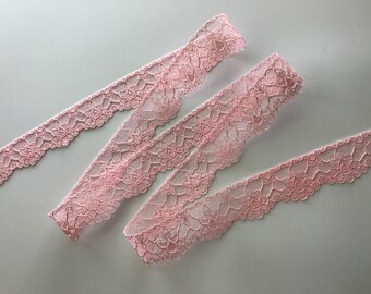 Pink Lace Trim, 1" Wide, 10 YARDS, Apparel, Lingerie, Doll Clothes, Bridal Accessories, Favors, Costumes, Decorative Lace Trim