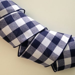 Check Plaid Ribbon, Red White and Black, 1 1/2 Wide, Wired Edge, 5 YARDS