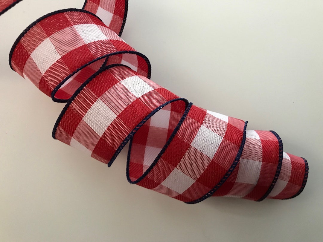 Red and White Buffalo Plaid Ribbon, 1 1/2