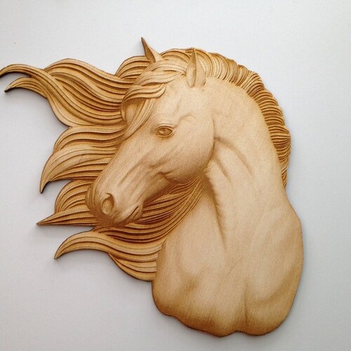 Wooden Horse Head Laser Cut and Engraved Wood Shapes Custom Etsy