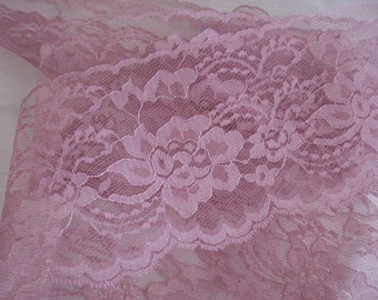 Dusty Rose Scalloped Edge Lace Trim, 4" Wide, Lace for Apparel, Lingerie, Costumes, Doll Clothes, Bridal Accessories, Invitations, 5 YARDS