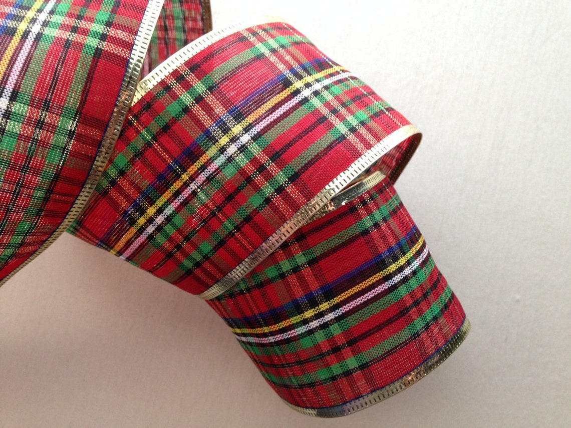 Christmas Ribbon Multicolor Plaid Ribbon 2 1/2 Wide 5 Etsy