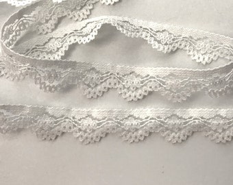 White Lace, 1/2" Wide, 10 YARDS, Narrow Lace Trim for Apparel, Lingerie, Doll Clothes, Costumes, Journals, Scrapbooking