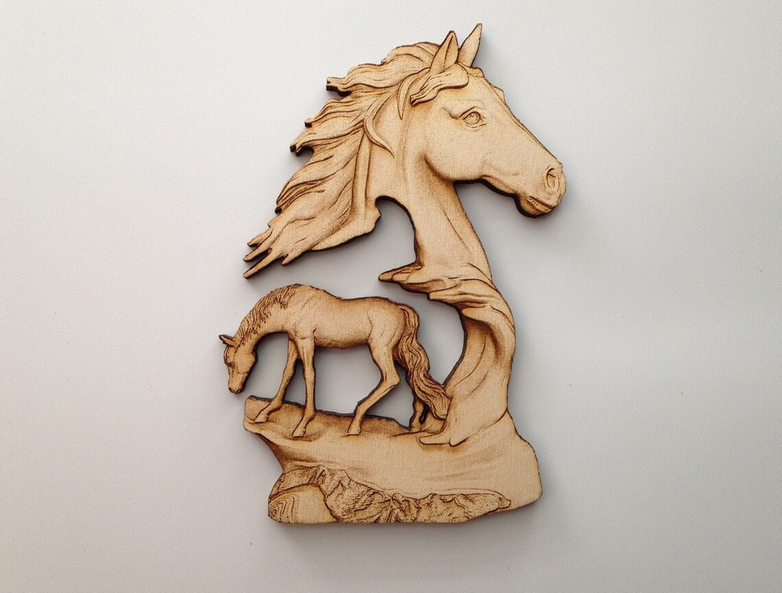 Wooden Horses Laser Cut and Engraved Wood Shapes Home Decor Etsy