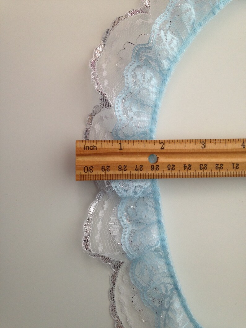 Scallop Ruffle Edge Double Ruffled Scalloped Edge Lace Trim Blue and Silver 2 - Etsy