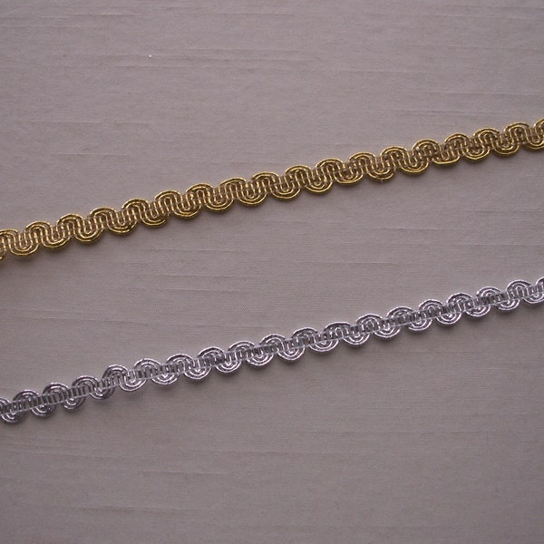 Metallic Scroll Braid Trim, Gold, Silver, Mardi Gras, Christmas Crafts, Costumes, Hats, Decorative Trim, Tags, Bows, Favors, 4 YARDS