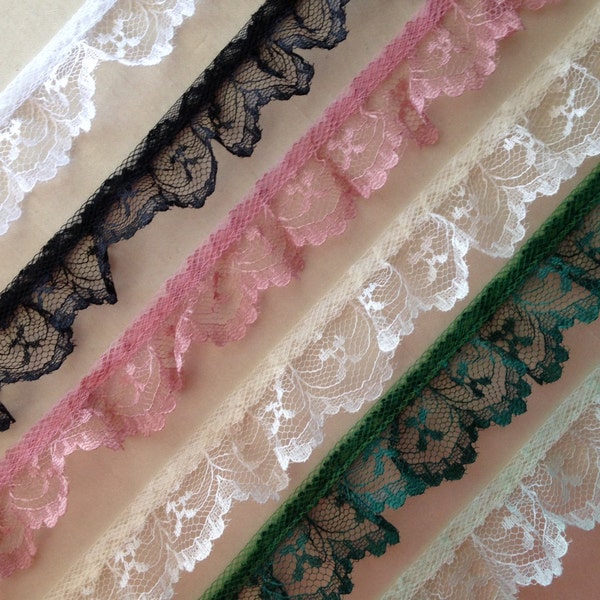 Ruffled Lace Trim for Apparel, Bridal Accents, Doll Clothes, Costumes, Journals, Sewing and Crafting Decorative Lace Trim, 4 YARDS