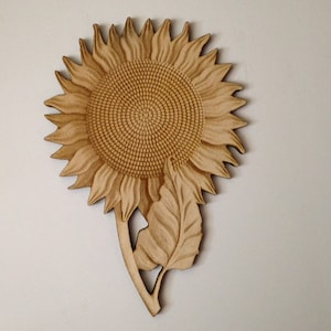 Wooden Sunflower, Laser Cut and Engraved Wood, Wood Cutouts, Home Decor, Garden Nature Wall Art, Wreath Decorations, Decorative Woodcraft image 1