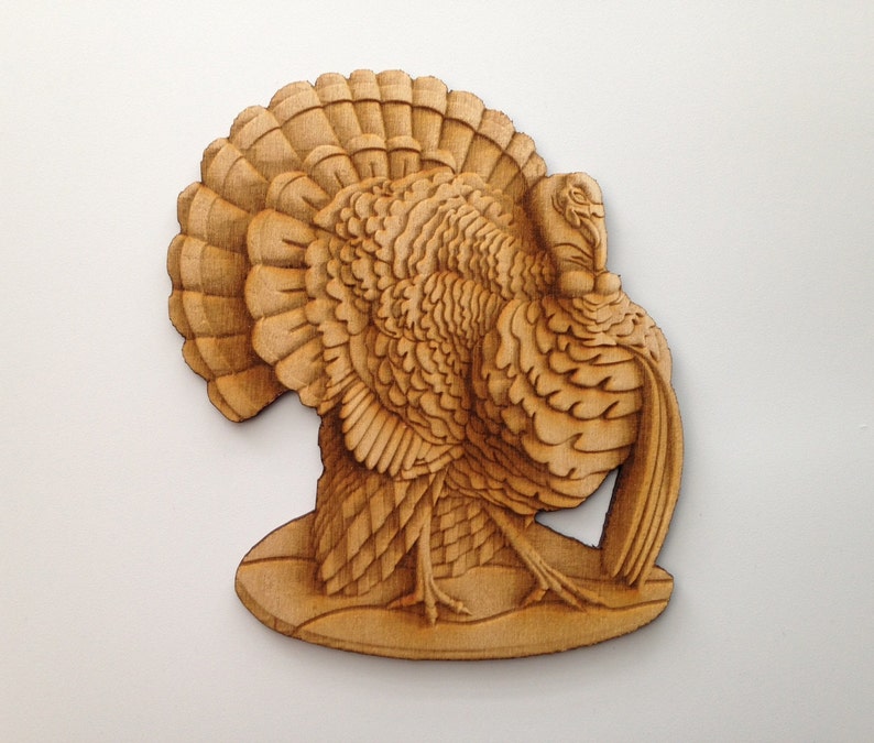 Wooden Turkey Laser Cut and Engraved Wood Shapes Custom Wood image 1