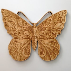 Wooden Butterfly, Laser Cut and Engraved Wood, Home Decor, Nature Wall Art, Decorative Woodcraft, Wreath Decoration, Housewarming Gift image 1