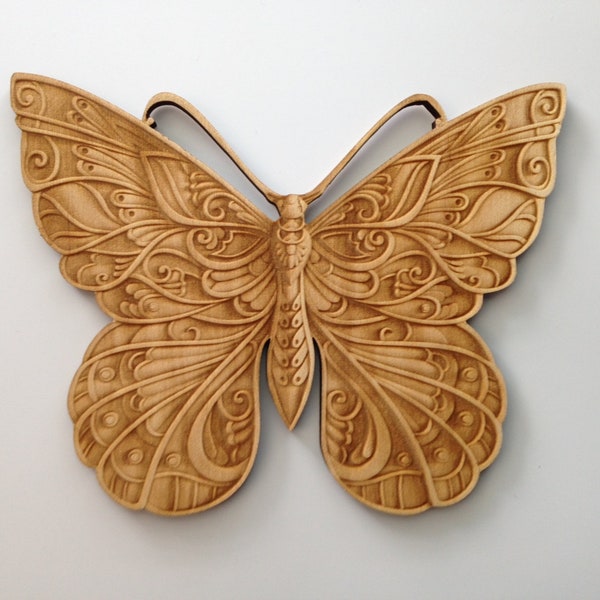 Wooden Butterfly, Laser Cut and Engraved Wood, Home Decor,  Nature Wall Art, Decorative Woodcraft, Wreath Decoration, Housewarming Gift