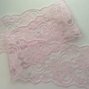 Pink Lace Trim, 4&quot; Wide, Galloon Lace, Apparel, Lingerie, Bridal Accessories, Invitations, Favors, Mason Jar Lace Wraps, Sachets, 5 YARDS