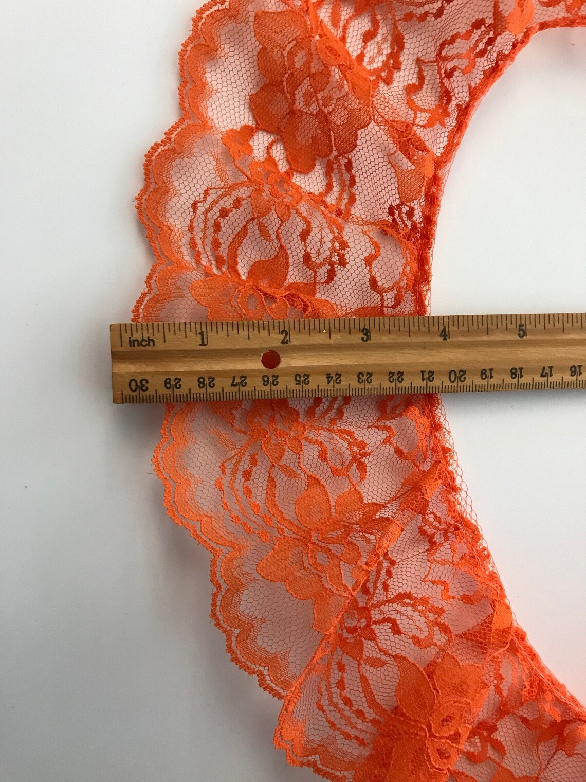 Scallop Ruffle Edge Orange Ruffled Scalloped Edge Lace Trim, 4