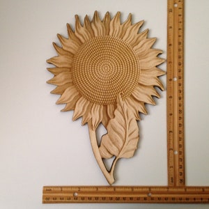 Wooden Sunflower, Laser Cut and Engraved Wood, Wood Cutouts, Home Decor, Garden Nature Wall Art, Wreath Decorations, Decorative Woodcraft image 2