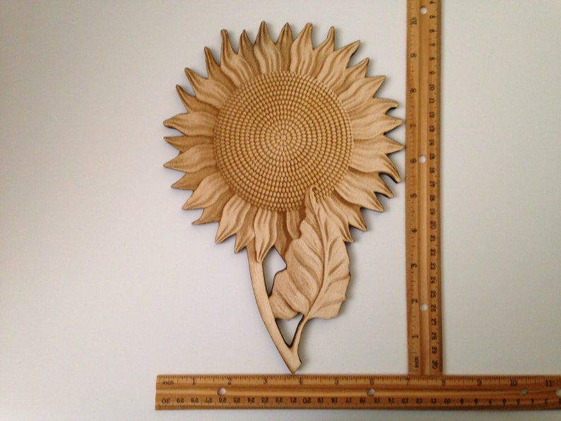 Wooden Sunflower, Laser Cut and Engraved Wood, Wood Cutouts, Home Decor, Garden Nature Wall Art, Wreath Decorations, Decorative Woodcraft image 2