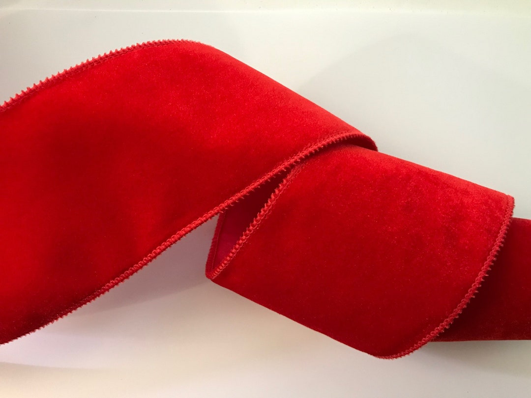 Christmas Ribbon, Red Velvet and Satin, 4