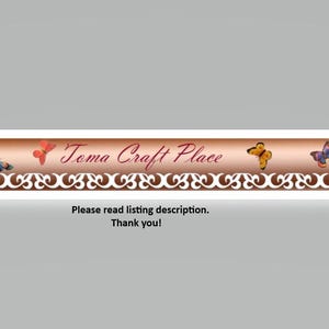 May include: A banner with the text "Toma Craft Place" in red lettering. The banner has a brown background with a white decorative border. There are butterflies on the banner in red, yellow, and blue colours.