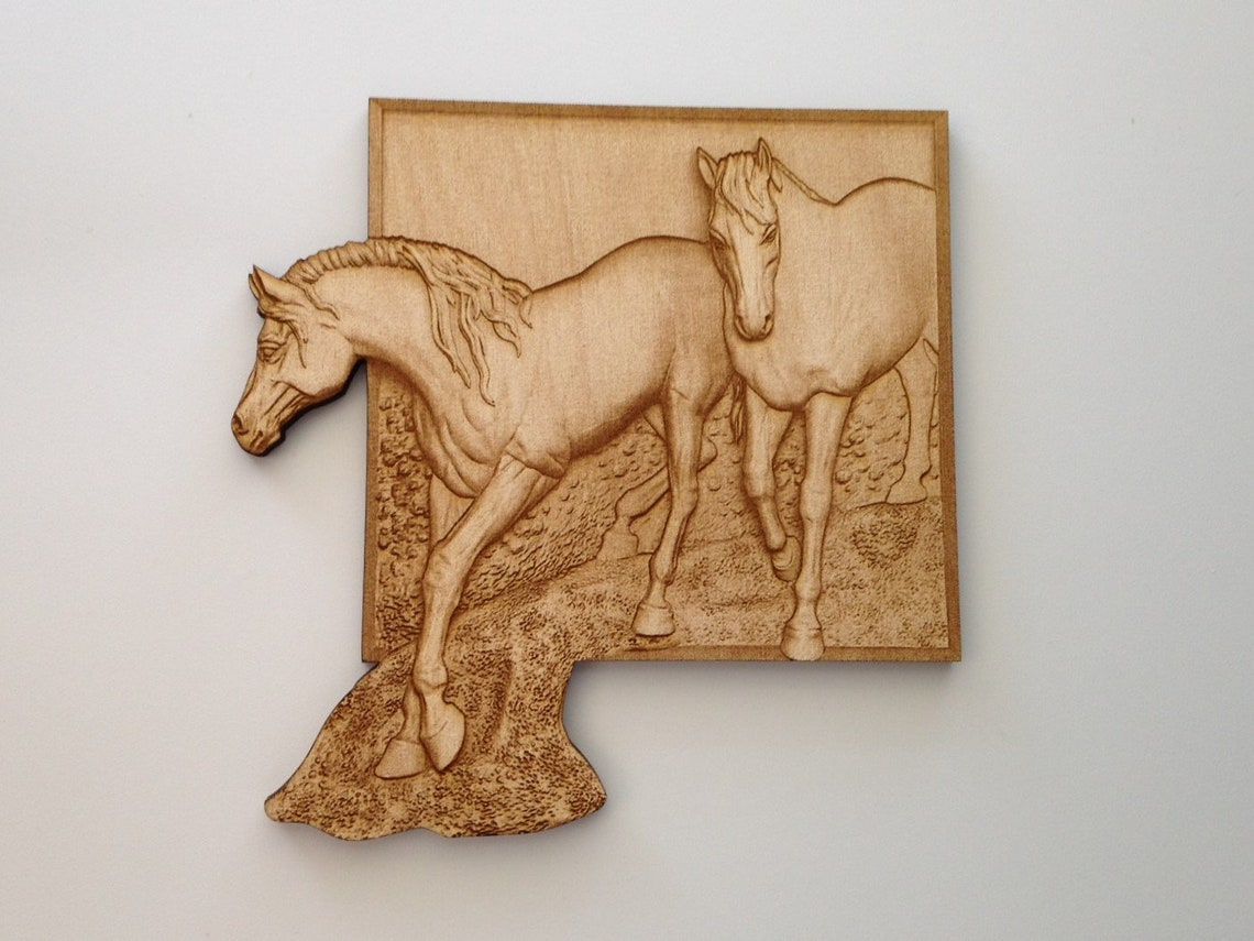 Wooden Horses Laser Cut and Engraved Wood Shapes Home Decor Etsy