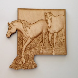 Wooden Horses, Laser Cut and Engraved, Home Decor, Wildlife Decorative Woodcraft