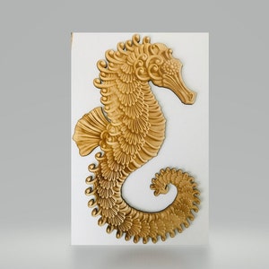 Large Wooden Seahorse, Laser Cut and Engraved Wood, Custom Wood Cutouts, Sealife Decor, Home Decor, Decorative Woodcraft