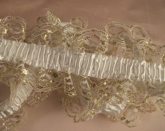 White Elastic Ruffled Lace with White Ribbon Lace for Garters Burlesque Bridal Accessories Lingerie Prom Costumes Apparel