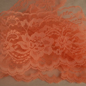 Coral Scalloped Edge Lace Trim, 4" Wide, Lace for Apparel, Lingerie, Bridal Accessories, Invitations, Mason Jar Wrap, Sachets, 5 YARDS