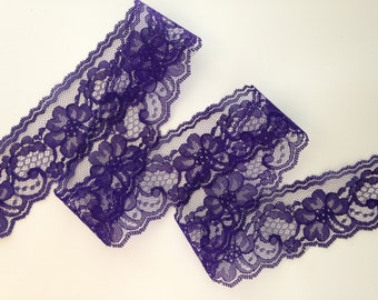 Purple Lace Trim, 2" Wide, Lace Trim for Apparel, Doll Clothes, Invitations, Lace Bows, Costumes, Sewing and Crafting Lace, 10 YARDS