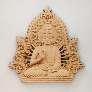 Wooden Buddah, Spiritual Home Decor, Meditation Symbol, Hindu Home Decor, Wall Art, Decorative Woodcraft