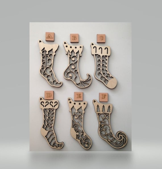 3D Ornament Stocking 3 Pieces Laser Cut Out Unfinished ORN86 3D Ornament Stocking 3 Pieces Laser Cut Out Unfinished ORN86