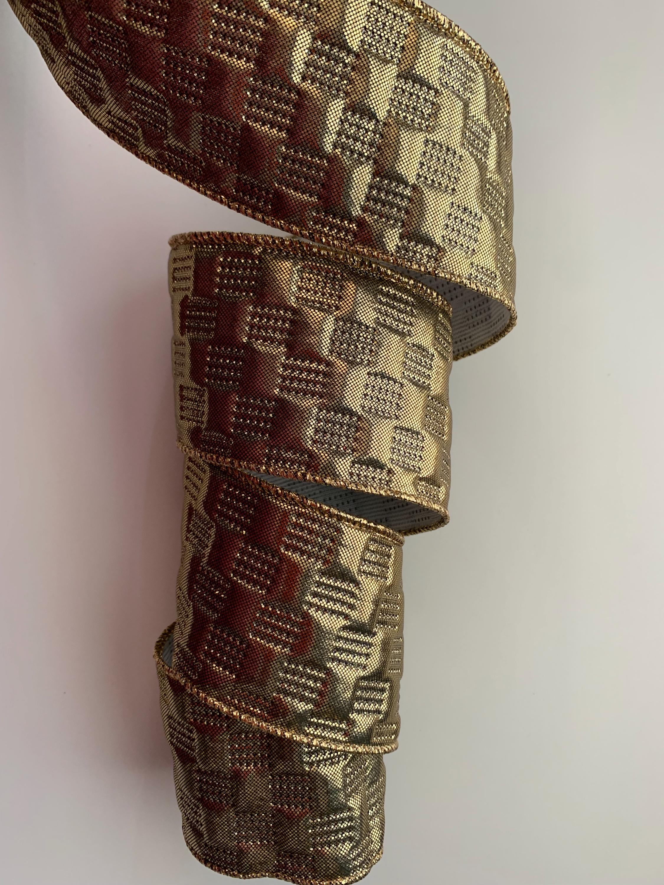 Metallic Ribbon Texture Quilted Texture Metallic Gold Ribbon, 2 1/2