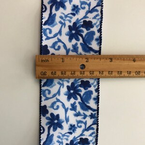 Blue Flowers Ribbon, 2 1/2