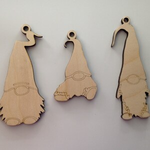 Gnomes Wood Ornaments, 6 PIECES, Laser Cut and Engraved, Christmas Decor, Home Decor, Christmas Ornaments, Wreath Embellishment