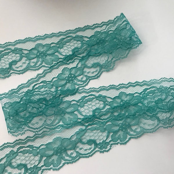 Turquoise Green Lace Trim, 2" Wide, 10 YARDS, Apparel, Lingerie, Costumes, Doll Clothes, Invitations, Lace Bows, Arts and Crafts Lace