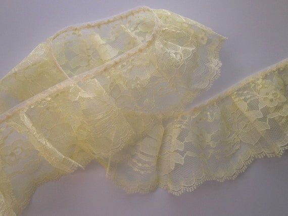 Yellow Ruffle Pattern Lace Maize Yellow Ruffled Lace Trim 3 Wide Apparel | Etsy