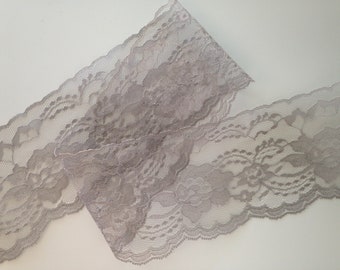 Gray Scalloped Edge Lace Trim, 4" Wide, 5 YARDS,  Apparel, Lingerie, Bridal Accessories, Invitations, Mason Jars, Sachets, Favors, Journals